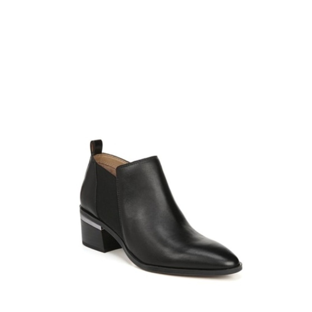 Franco Sarto Arden Ankle Boots Womens 8 Black Leather Pointed Toe Block Heel